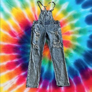 Distressed Denim overalls Size 26